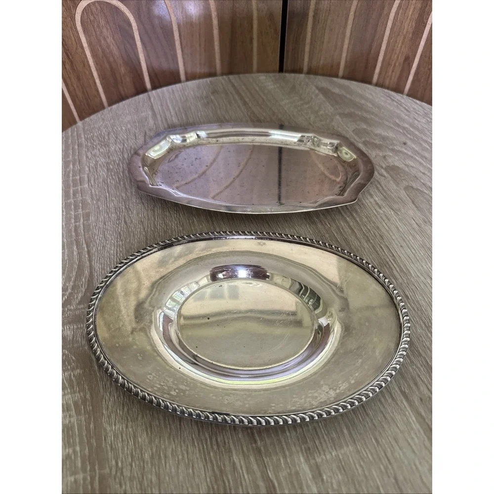 Set Of Two Silver Plated Dishes Trays
